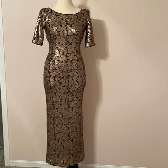 rustic gold dress Vintage Lace Mother of the Bride Dress - Off Shoulder Design - Antique Gold main image 0